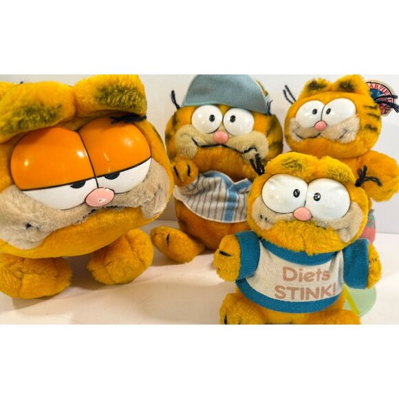 Vintage Garfield Plush Surfer Diets Stink Baseball Tee 1980s Dakin Lot of 4